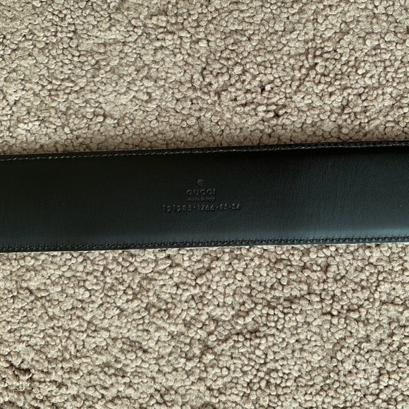 Authentic GUCCI women’s bamboo buckle blue leather and GG canvas belt - Picture 6 of 8